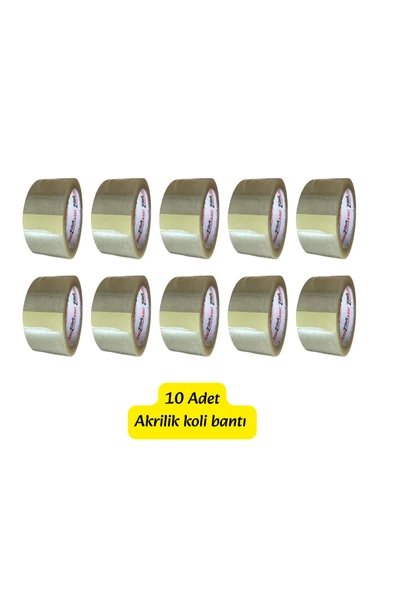 10 adet 45x100mt akrilik koli bandı akrilik kopmaz koli bantı ambalaj bantı şeffaf ürün görseli 1