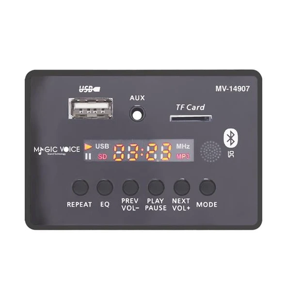 Magicvoice MV-14907 USB-SD-AUX-Bluetooth Mikrofonlu Kumandalı Ekranlı Oto Teyp Çevirici Dijital Player Board ürün görseli 1