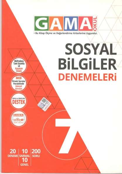 7. Sınıf Sosyal Bilgiler Denemeleri Gama Okul Yayınları ürün görseli 1