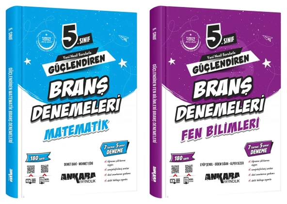 Ankara 2025 5. Sınıf Matematik + Fen Bilimleri Güçlendiren Branş Denemeleri Seti 2 Kitap ürün görseli 1