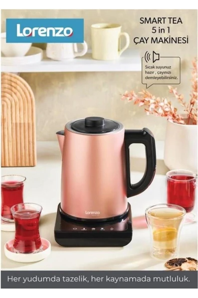 Lorenzo SMART TEA 5 in 1 KONUŞAN ÇAY MAKİNESİ ROSE ürün görseli 1