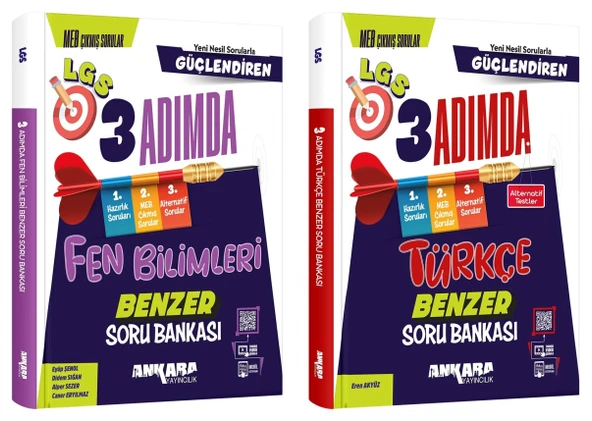 Ankara 2025 8. Sınıf Fen Bilimleri + Türkçe Güçlendiren 3 Adımda Benzer Soru Seti 2 Kitap ürün görseli 1
