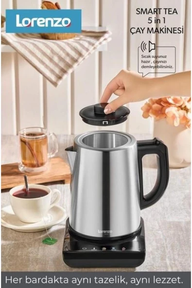 Lorenzo SMART TEA 5 in 1 KONUŞAN ÇAY MAKİNESİ İNOX ürün görseli 1