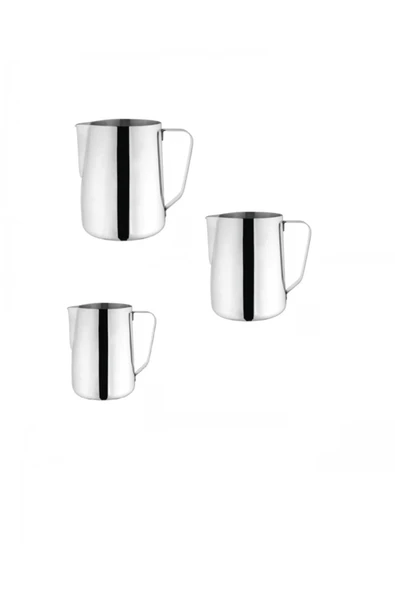 Fame Kıtchen 3Lü Barista Paslanmaz Çelik Süt Potu, Pitcher Seti 350ml-650ml-1000ml ürün görseli 1