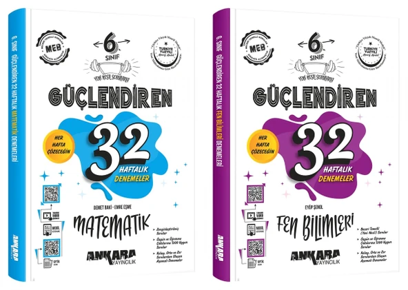 Ankara 2025 6. Sınıf Matematik + Fen Bilimleri Güçlendiren 32 Haftalık Deneme Seti 2 Kitap ürün görseli 1