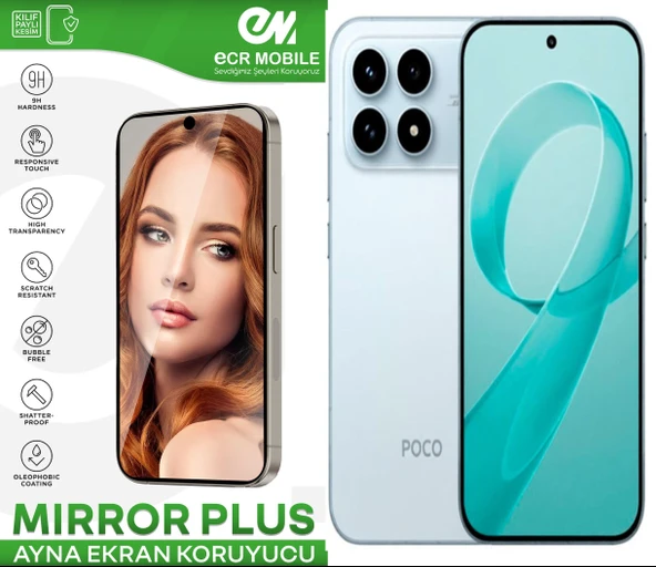 Poco F8 Pro ile Uyumlu Ayna (Mirror) 9H Kırılmaz Nano Ekran Koruyucu | Ekran Kapalıyken Ayna ürün görseli 1