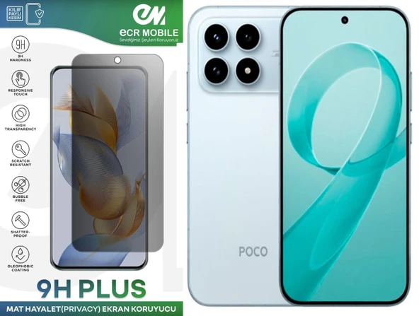 Poco F8 Pro ile Uyumlu Mat Hayalet (Privacy) 9H Kırılmaz Nano Ekran Koruyucu ürün görseli 1