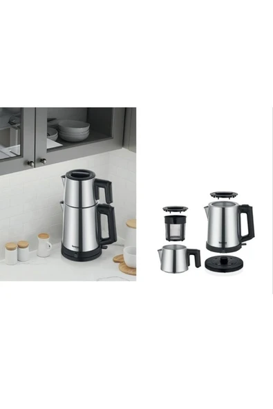 Lorenzo Grande Çelik Çay Makinesi Su Isıtıcısı Kettle Otomatik Sıcak Tutma İnox ürün görseli 1