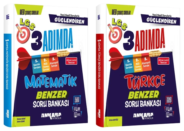 Ankara 2025 8. Sınıf Matematik + Türkçe Güçlendiren 3 Adımda Benzer Soru Seti 2 Kitap ürün görseli 1