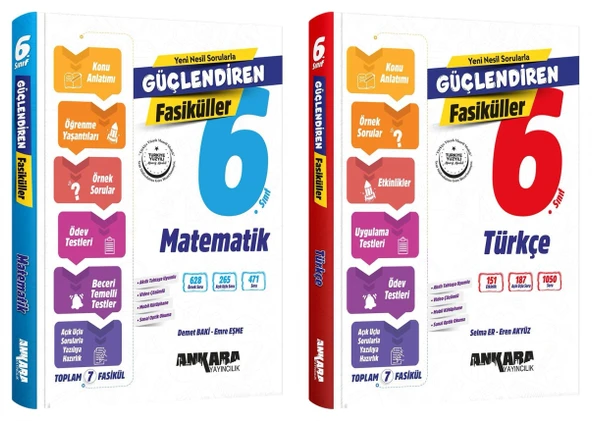 Ankara 2025 6. Sınıf Matematik + Türkçe Güçlendiren Fasikül Seti 2 Kitap Güncel Müfredat ürün görseli 1