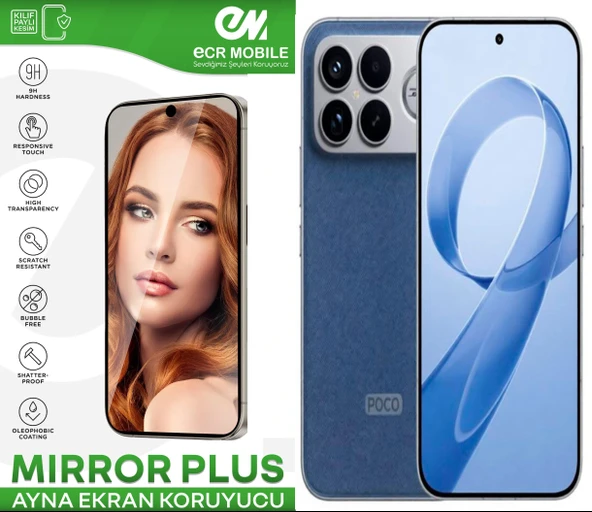 Poco F8 Ultra ile Uyumlu Ayna (Mirror) 9H Kırılmaz Nano Ekran Koruyucu | Ekran Kapalıyken Ayna ürün görseli 1
