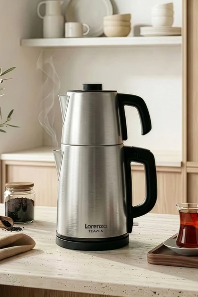 Lorenzo Teazen Çelik Çay Makinesi Su Isıtıcısı Kettle Otomatik Sıcak Tutma İnox ürün görseli 1