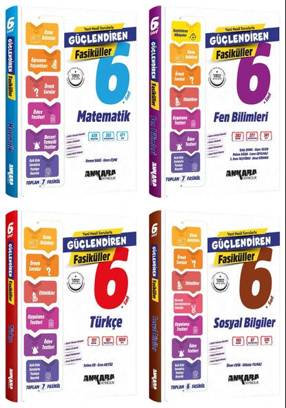 Ankara 2025 6. Sınıf Matematik + Fen Bilimleri + Türkçe + Sosyal Bilgiler Güçlendiren Fasikül Seti 4 Kitap Güncel Müfredat ürün görseli 1