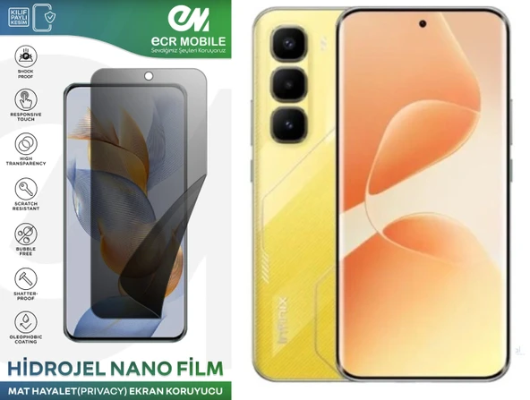 Infinix Hot 60 Pro Plus ile Uyumlu Mat Hayalet (Privacy) Hidrojel Film Ekran Koruyucu ürün görseli 1