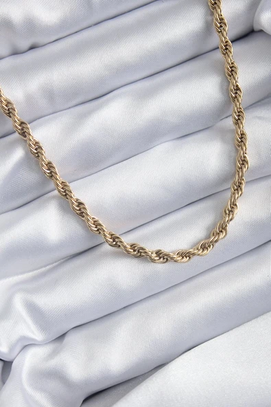 316L Çelik Gold Renk 60 cm Burgu Model Kadın Kolye - TJ-BKO7972 ürün görseli 1