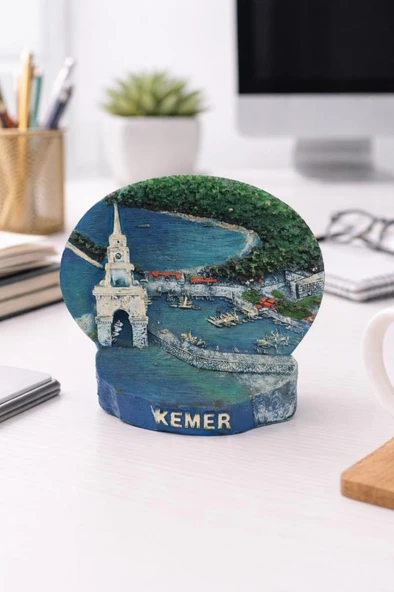 Antalya Kemer temalı deniz kulesi figürlü polyester biblo, masa üstü, ofis ve ev dekorasyonu için dekoratif ve şık bir aksesuardır. ürün görseli 1