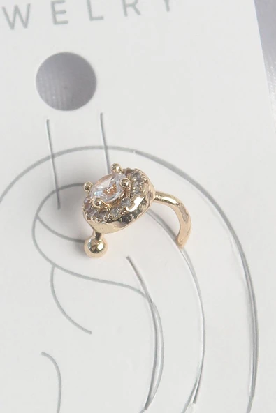 Pirinç Gold Renk Zirkon Taşlı Kadın Kıkırdak Küpe - TJ-BKP10573 ürün görseli 1