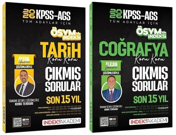 İndeks Akademi 2026 MEB-AGS Tarih + Coğrafya ÖSYM nin İndeksi Çıkmış Sorular 2 li Set İndeks Akademi Yayıncılık ürün görseli 1