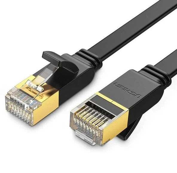 UGREEN 11262 NW106 CAT7 10GB/s Yüksek Ağ Hızı U/FTP Flat Yassı Ethernet Kablosu Siyah 3metre ürün görseli 1