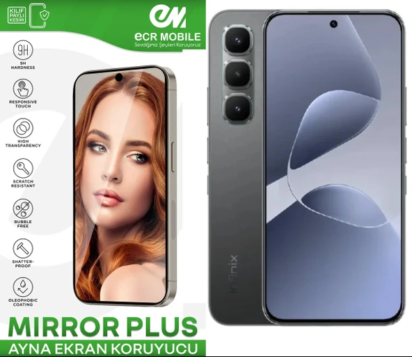 Infinix Hot 60 Pro ile Uyumlu Ayna (Mirror) 9H Kırılmaz Nano Ekran Koruyucu | Ekran Kapalıyken Ayna ürün görseli 1