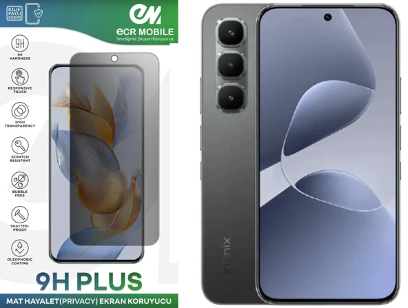 Infinix Hot 60 Pro ile Uyumlu Mat Hayalet (Privacy) 9H Kırılmaz Nano Ekran Koruyucu ürün görseli 1