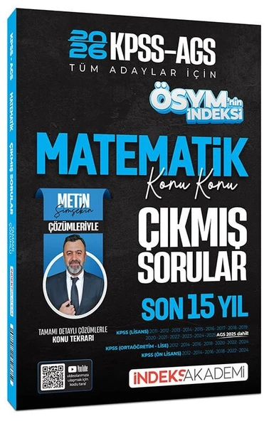 İndeks Akademi 2026 KPSS MEB-AGS Matematik ÖSYM nin İndeksi Çıkmış Sorular Son 15 Yıl Konu Konu Çözümlü - Metin Şimşek İndeks Akademi Yayıncılık ürün görseli 1