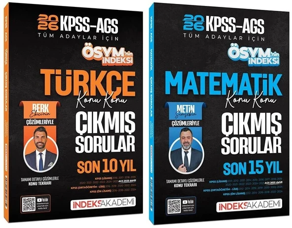 İndeks Akademi 2026 KPSS MEB-AGS Türkçe + Matematik ÖSYM nin İndeksi Çıkmış Sorular 2 li Set İndeks Akademi Yayıncılık ürün görseli 1