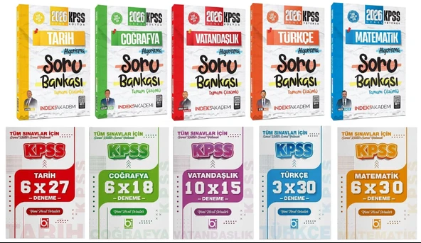 İndeks + Bigelio 2026 KPSS Genel Yetenek Genel Kültür Algoritma Soru Bankası + 31 Deneme 10 lu Set İndeks Akademi + Bigelio Yayıncılık ürün görseli 1