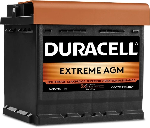 Duracell DE50AGM 12V 50Ah 540A Extreme Start Stop Agm Akü (Üretim Tarihi:2025) ürün görseli 1