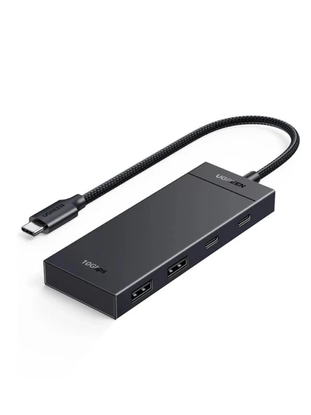 UGREEN 35583 CM806 USB-C to 2xUSB-A 2xUSB-C 3.2 Gen 2 10GB/s Yüksek Hız Dört Bağlantı Noktalı Hub Siyah 0.3metre ürün görseli 1