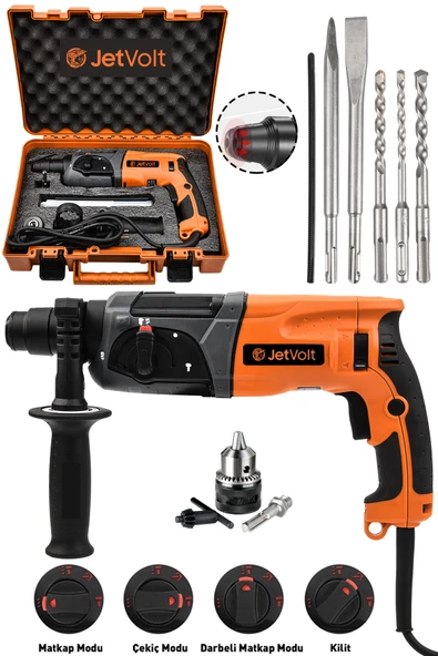 JetVolt Profesyonel 850W Darbeli Metal Şanzıman Kırıcı Delici Hilti Matkap - Turuncu ürün görseli 1