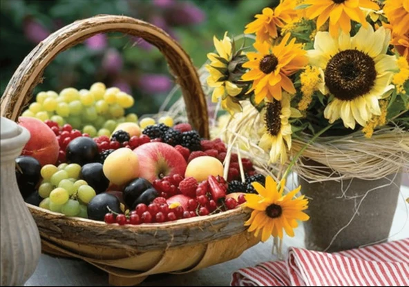 Ks Puzzle Fruit And Flower Meyveler Çiçekler 1000 Parça Puzzle ürün görseli 1