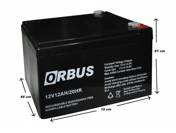ORBUS / 12V 12 Ah Kuru Akü - Resim 2