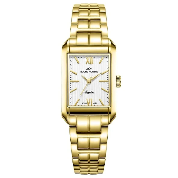 ROCHE MONTRE RML5010-05 SWISS MADE SAFİR CAM ALTIN KAPLAMA DİKDÖRTGEN KADIN KOL SAATİ ürün görseli 1