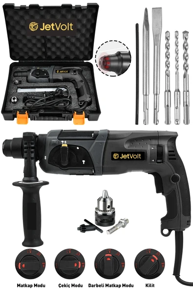 JetVolt Profesyonel 850W Darbeli Metal Şanzıman Kırıcı Delici Hilti Matkap - Siyah ürün görseli 1