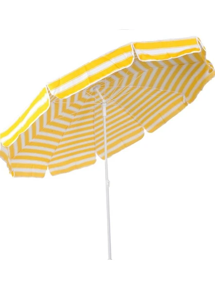 Sarı Beyaz Plaj Şemsiyesi 180cm, 8 Telli - Resim 2