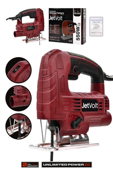 JetVolt Profesyonel 550W Devir Ayarlı Dekupaj Testere Makinesi - Kırmızı ürün görseli 1