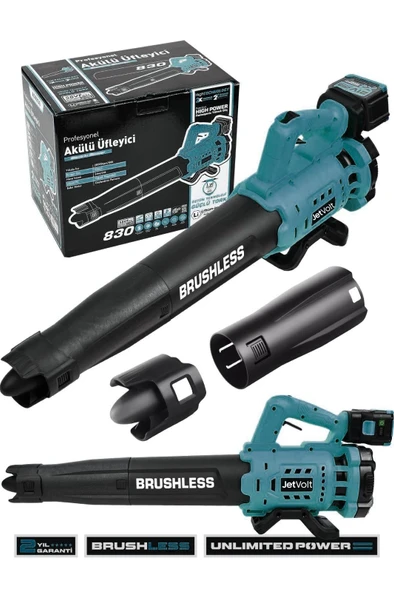 JetVolt Profesyonel 21 V Çift Akülü Turbo Motor 2800 Rpm Yaprak Hava Üfleme Makinesi - Mavi ürün görseli 1
