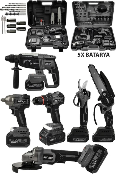 Ultra Profesyonel 21v 2.0ah 2 Çantalı 5 Bataryalı Kömürsüz Darbeli 6'lı Set - Siyah ürün görseli 1