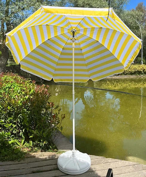 Sarı Beyaz Plaj Şemsiyesi 180cm, 8 Telli - Resim 5
