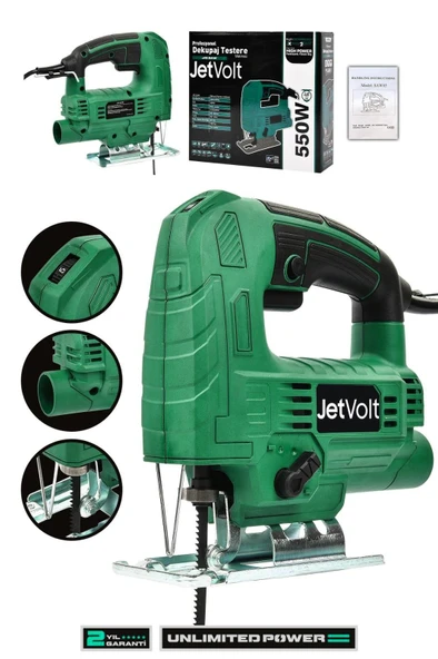 JetVolt Profesyonel 550W Devir Ayarlı Dekupaj Testere Makinesi - Yeşil ürün görseli 1