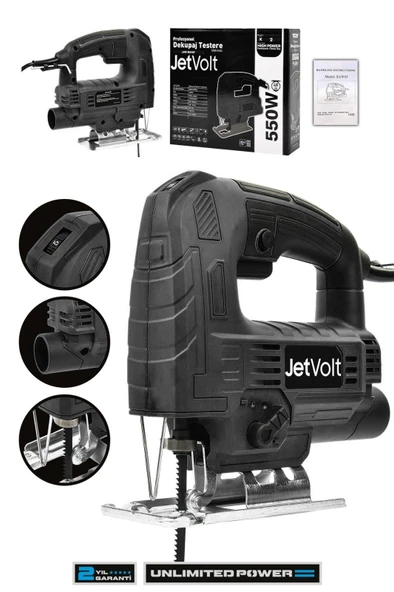 JetVolt Profesyonel 550W Devir Ayarlı Dekupaj Testere Makinesi - Siyah ürün görseli 1