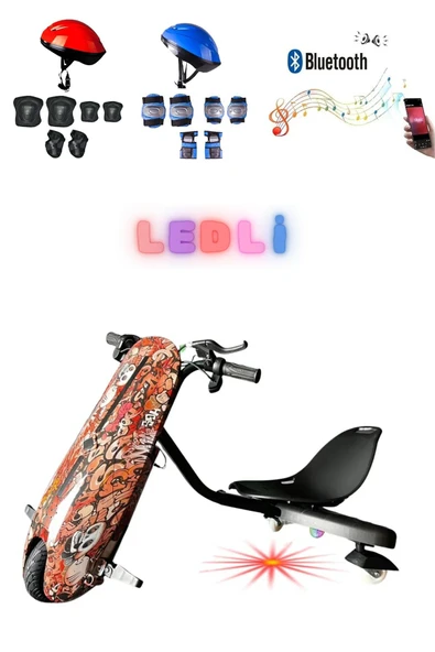 Citymate Drift Car Elektrikli Kaykay Bluetooth Dirift Kar Hoverboard Scooter + Koruma Ekipmanı D34 ürün görseli 1