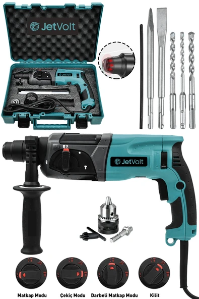 JetVolt Profesyonel 850W Darbeli Metal Şanzıman Kırıcı Delici Hilti Matkap - Mavi ürün görseli 1