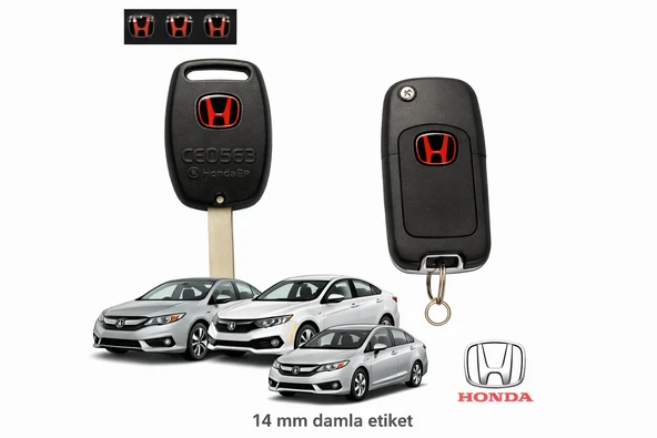 Honda fd6 fb7 fc5 fe1 Anahtar Logo Amblemi Kumanda Logo Çap 1.4 cm 14 mm 2 Adet KIRMIZI ürün görseli 1