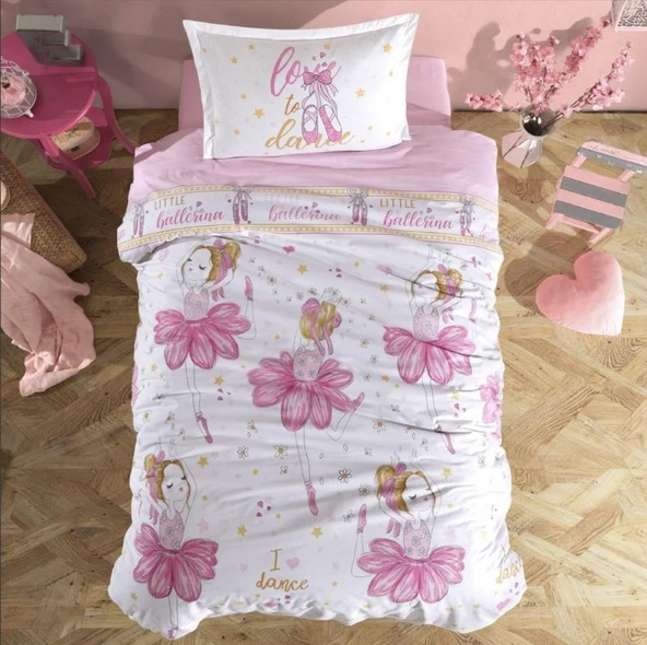 Clasy Ranforce Tek Kişilik Nevresim Takımı Ballerina V1 Pembe ürün görseli 1