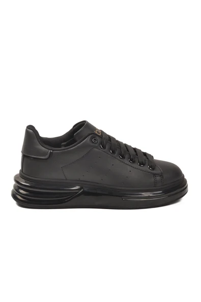 Siyah Bağcıklı Unisex Sneaker - Resim 2