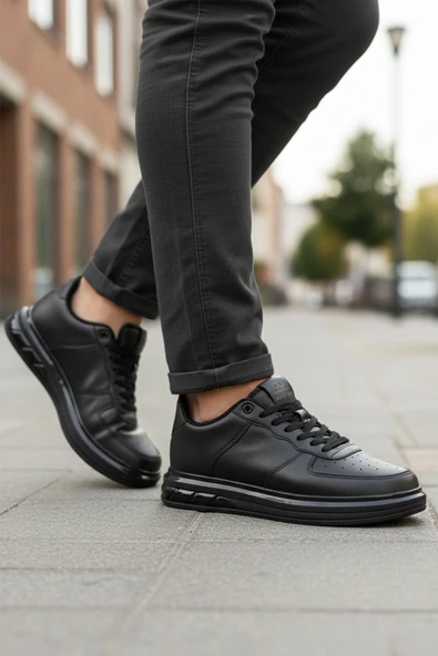 Siyah Bağcıklı Erkek Sneaker - Resim 3