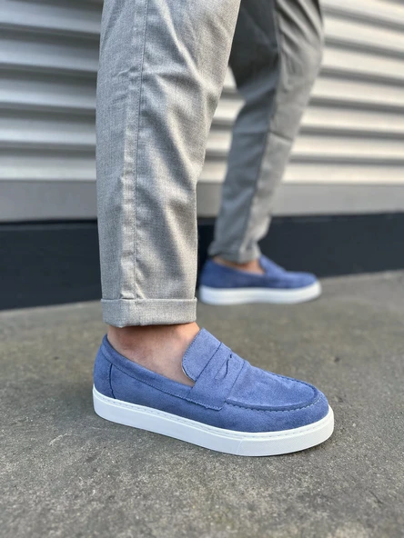 JY180 Estilo X Bağcıksız Süet Erkek Günlük Spor Klasik Ayakkabı SBT - Mavi ürün görseli 1