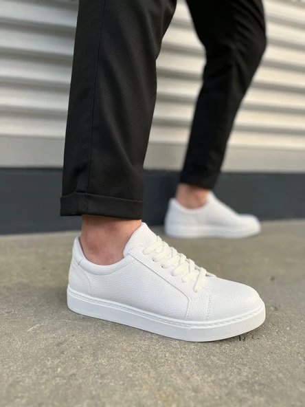JY165 Elite Bağcıklı Cilt Erkek Günlük Sneaker Ayakkabı CBT - Beyaz ürün görseli 1